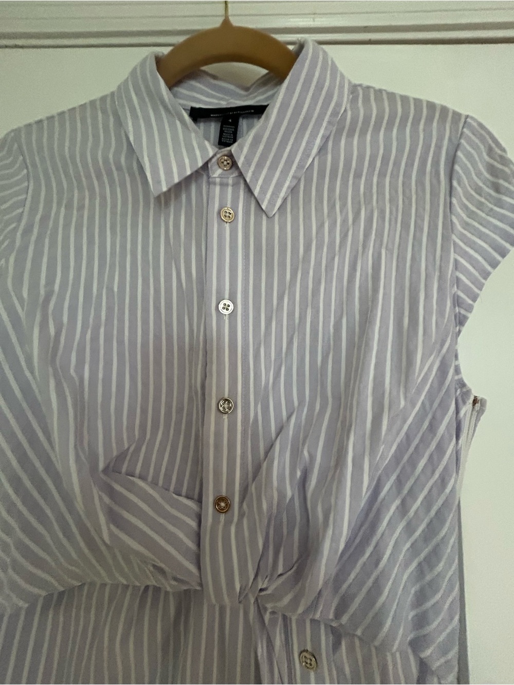 White House Black Market Lavender Stripe Midi Shirt Dress - Picture 3 of 6